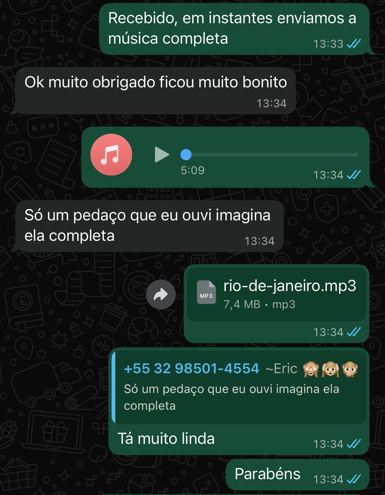 Cliente: "Ficou muito bonito… tá muito linda. Parabéns."